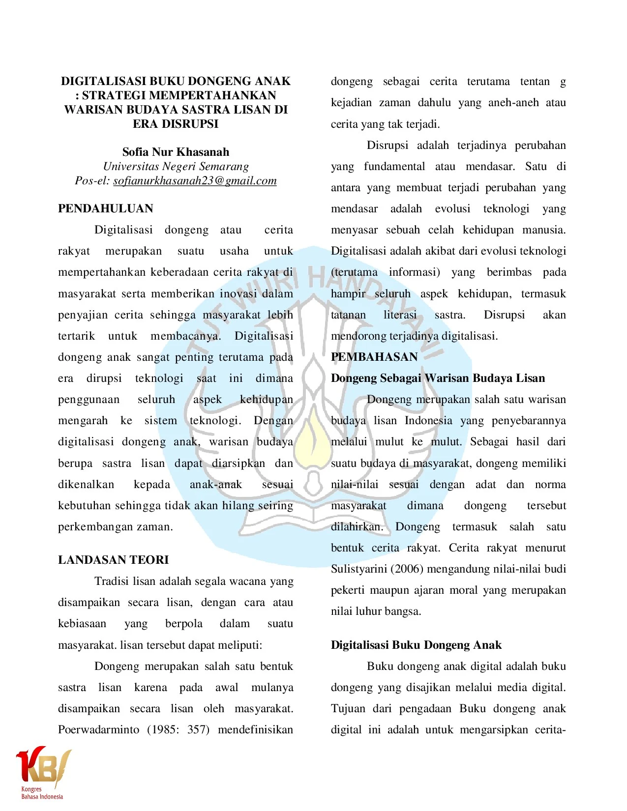 Digitalisasi buku dongeng anak : strategi mempertahankan warisan budaya sastra lisan di era disrupsi