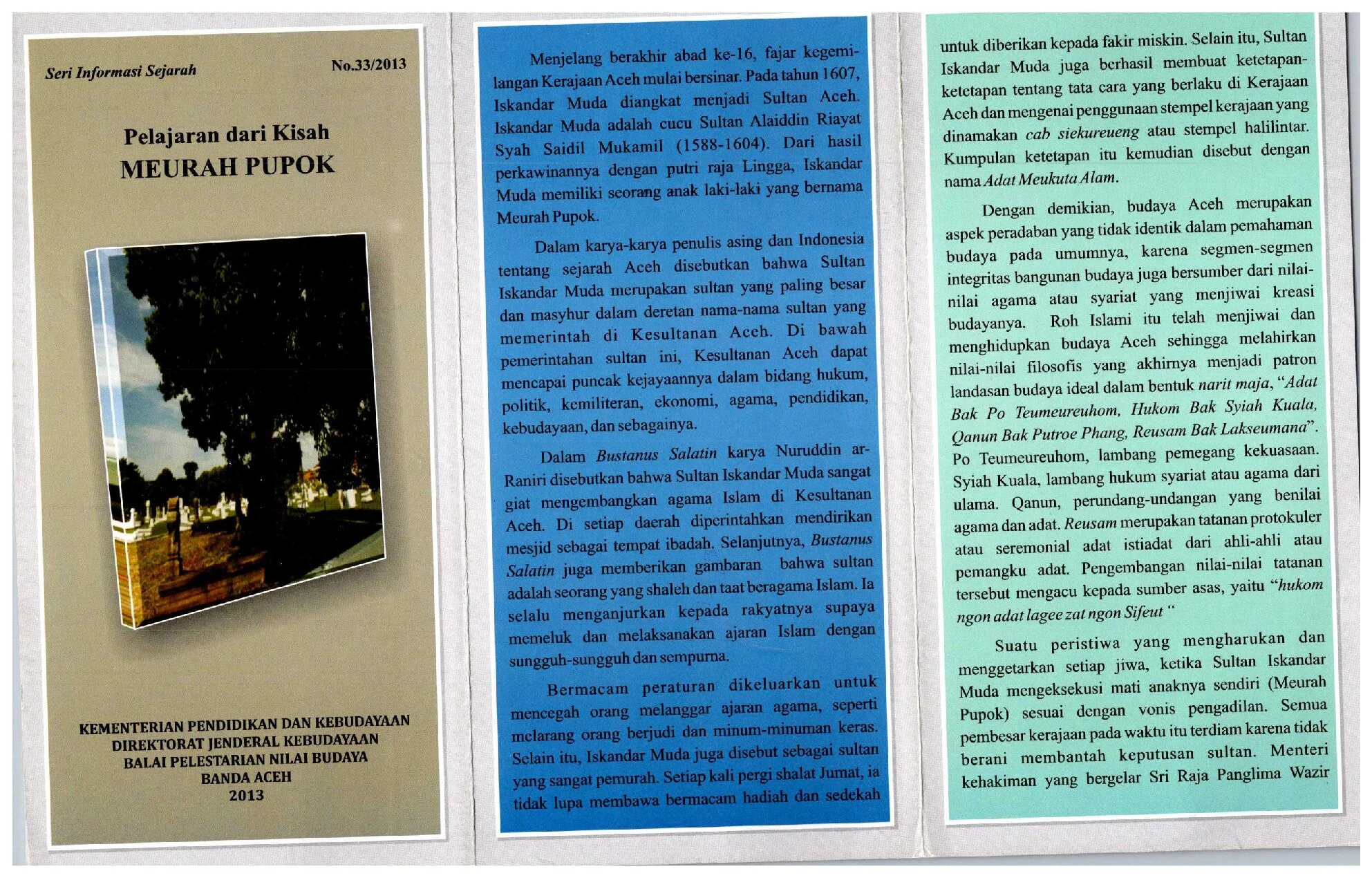 Pelajaran dari kisah meurah pupok (Seri Informasi Budaya Nomor 33 Tahun 2013)
