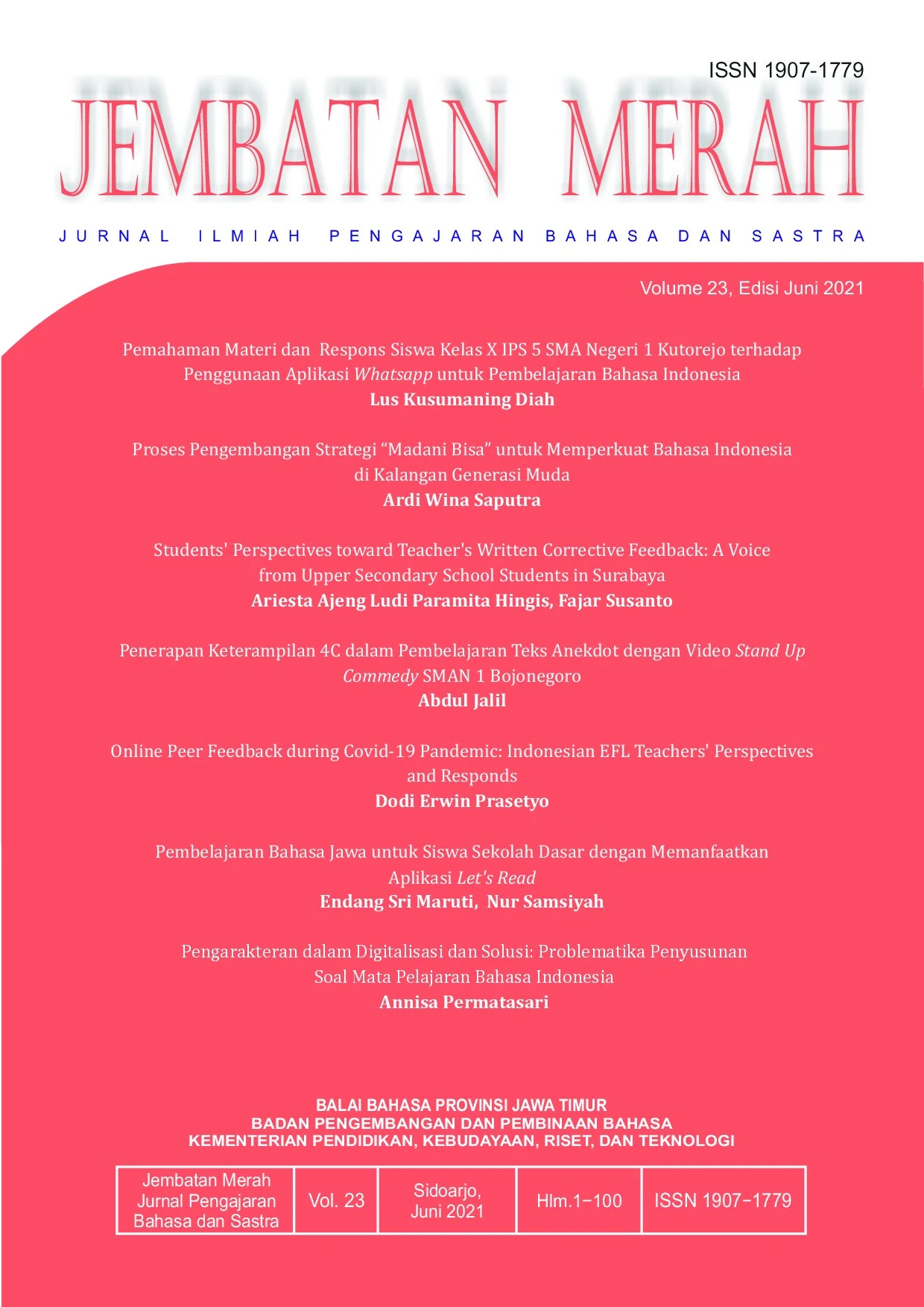 Jembatan Merah V0l 23, Edisi Jan--Juni 2021