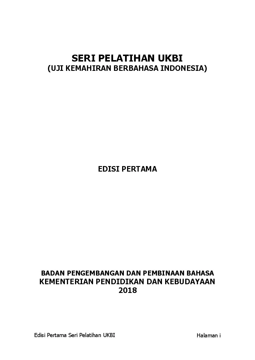 Seri pelatihan UKBI (Uji Kemahiran Berbahasa Indonesia) ed I