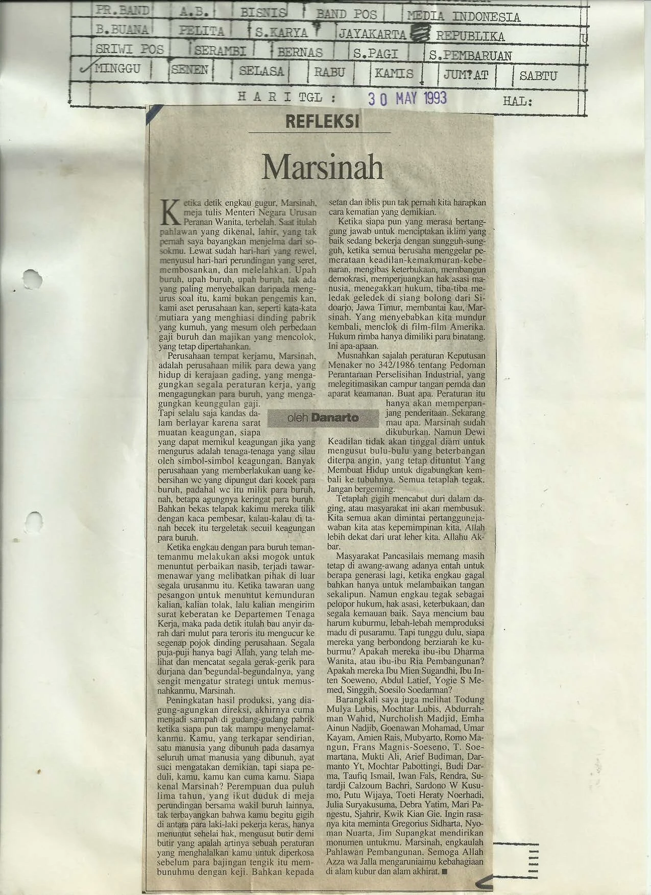 19930530 REPUBLIKA Marsinah