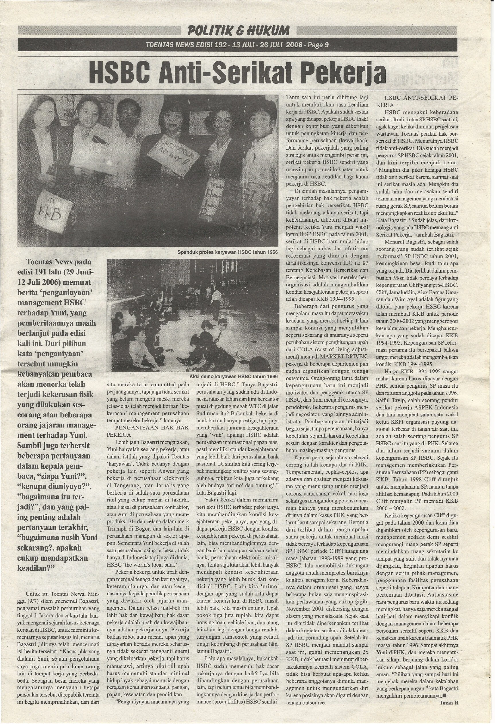 2006 Tabloid Tuntas Kasus Kebebasan Berserikat Di HSBC 1