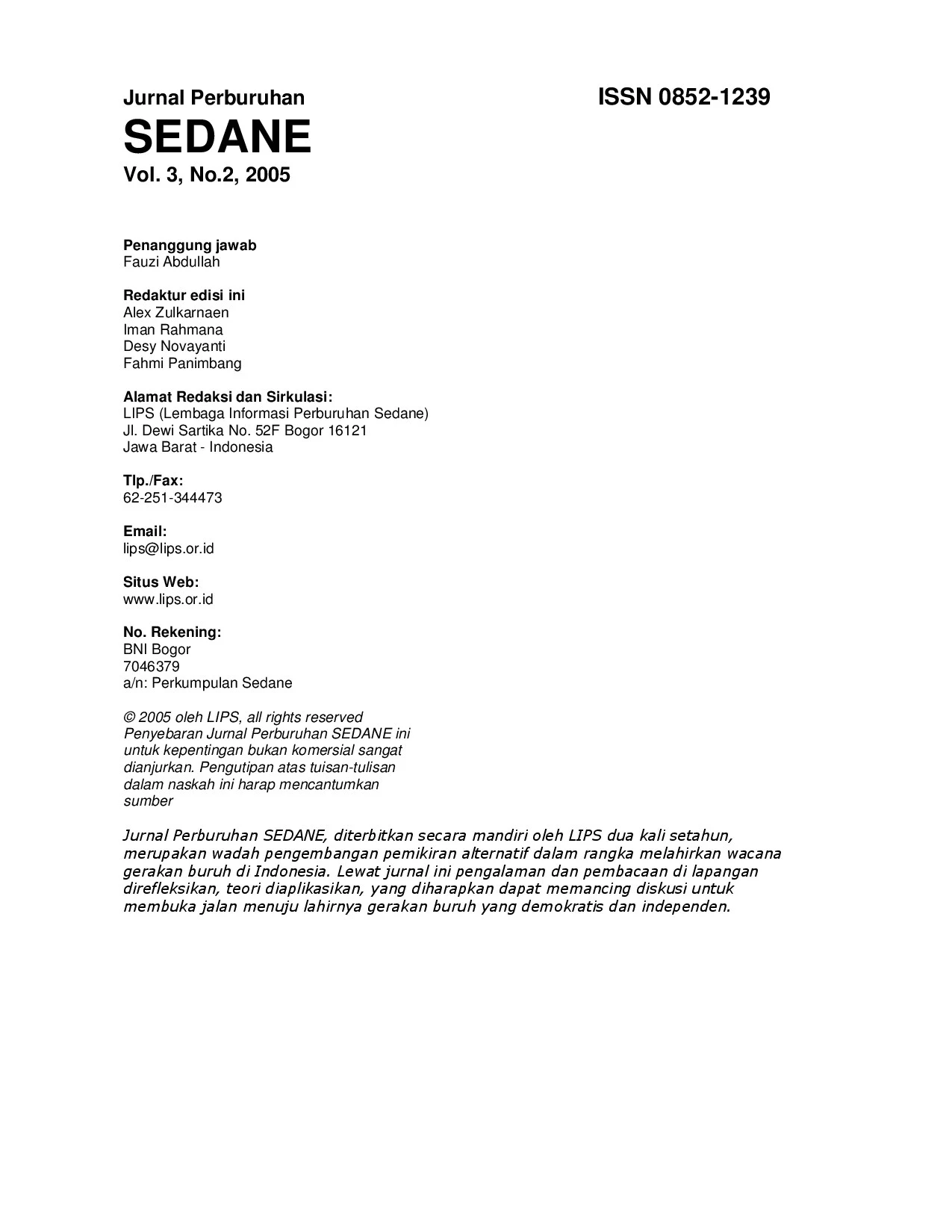 Jurnal Sedane 2 2005