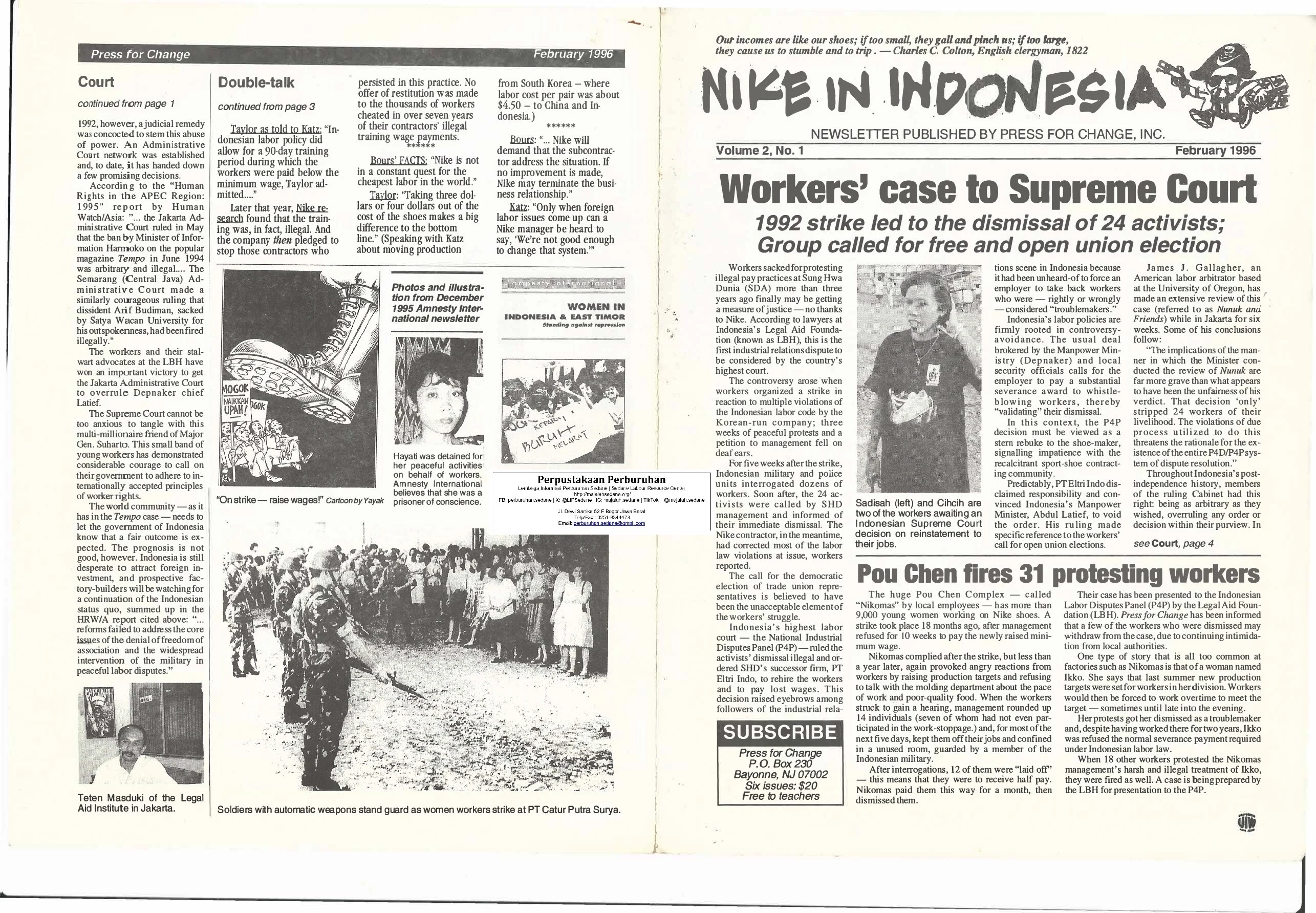 Nike Press for Change Indonesia Feb 1996
