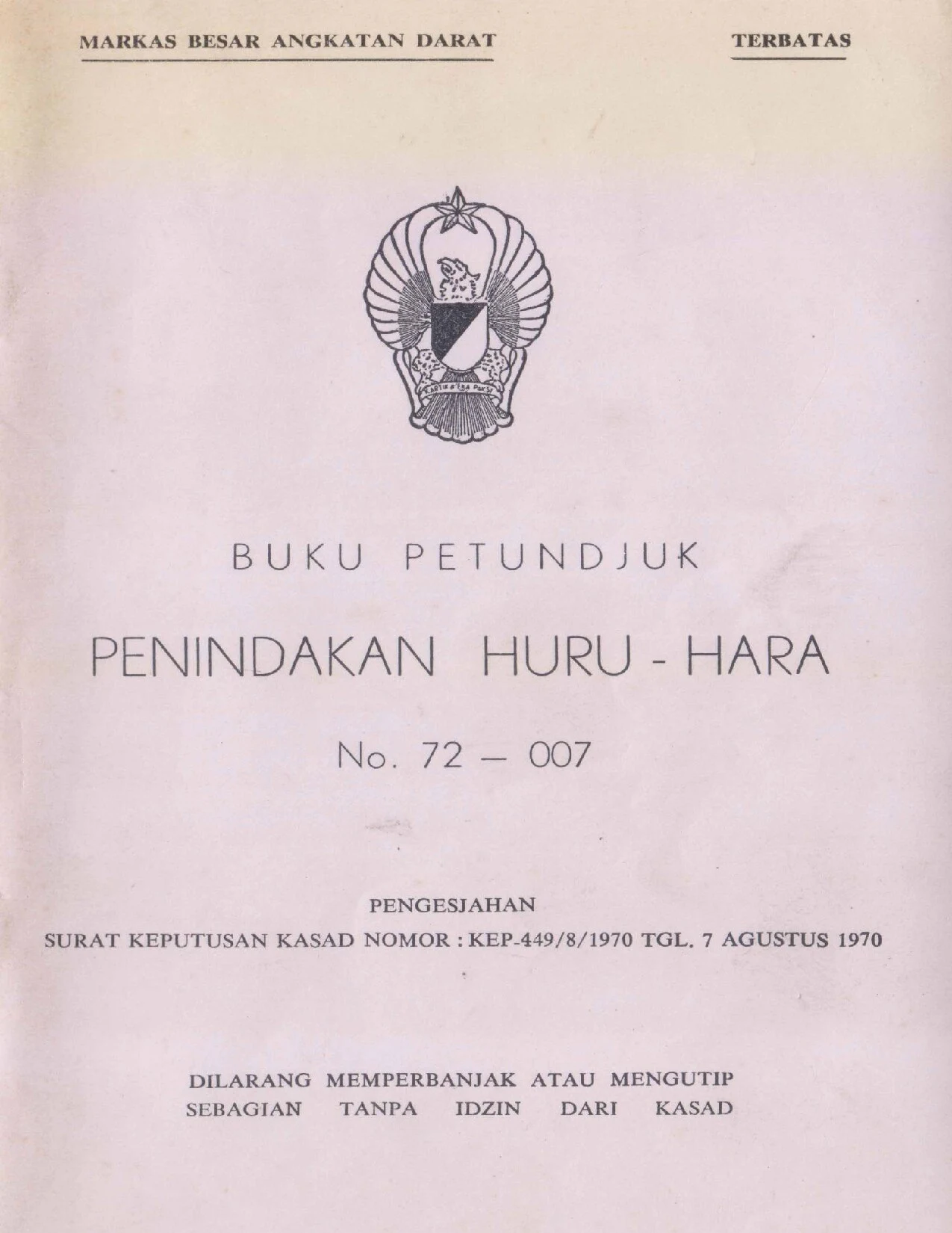 Buku Petundjuk Penindakan Huru Hara (No. 72 – 007)