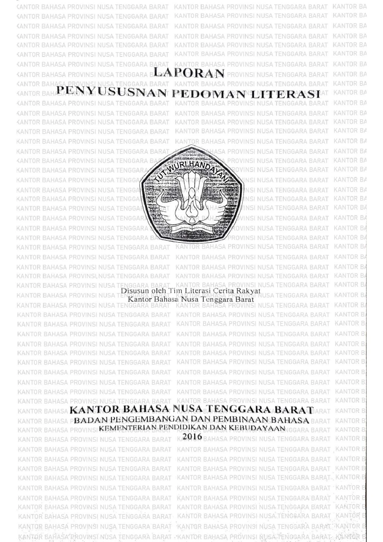 Laporan penelitian Pedoman Literasi Cerita Rakyat Kelas 4,5, dan 6 Tahun 2016