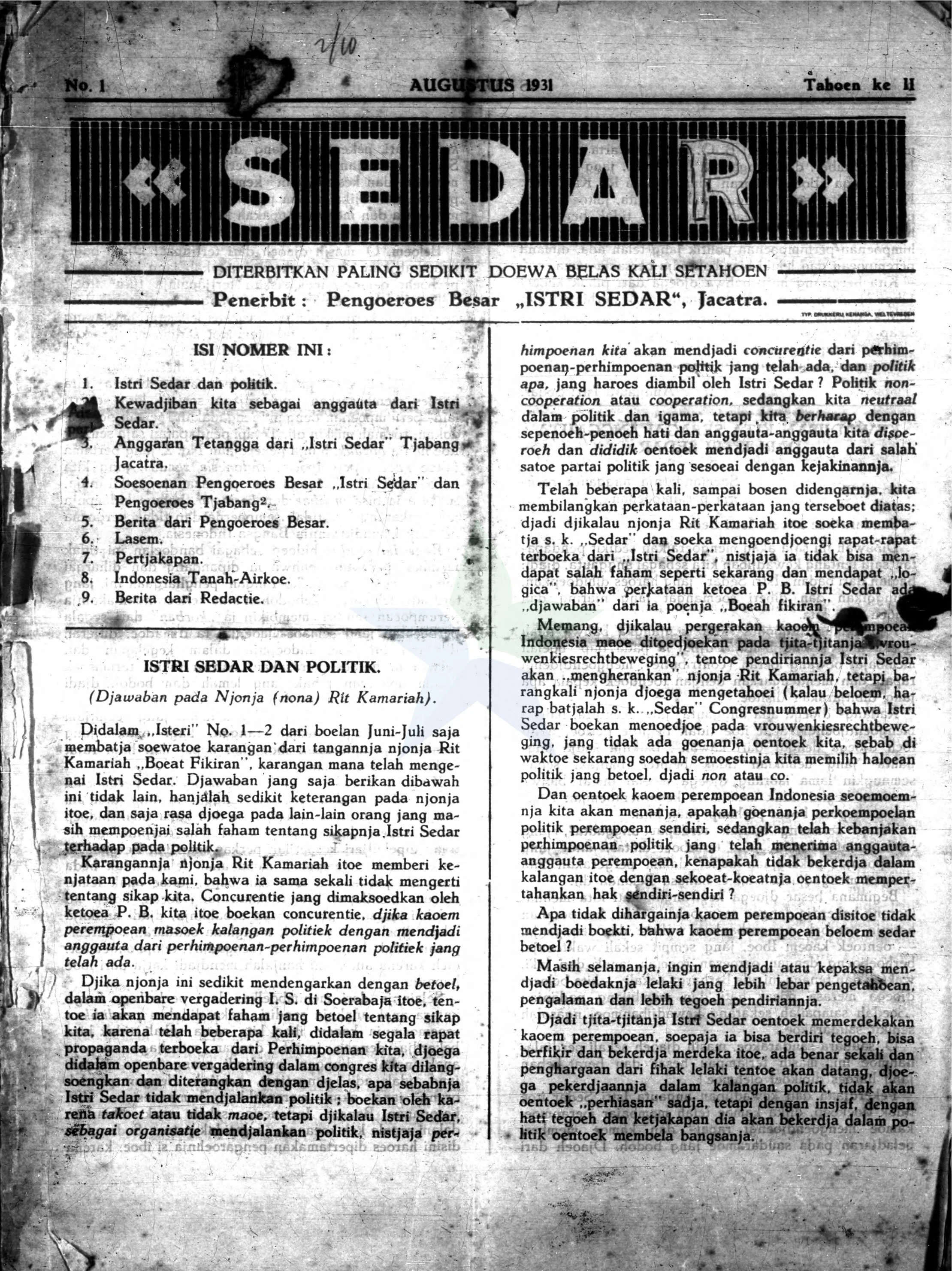 Sedar Medan — No. 8 (1931)