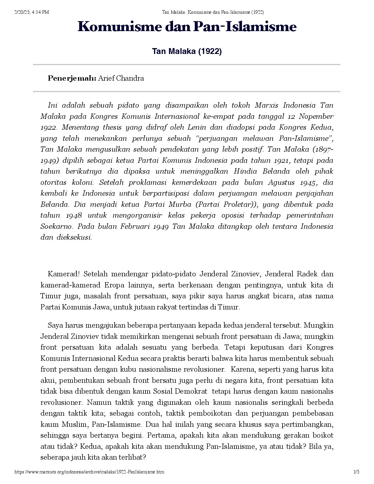 Komunisme dan Pan-Islamisme