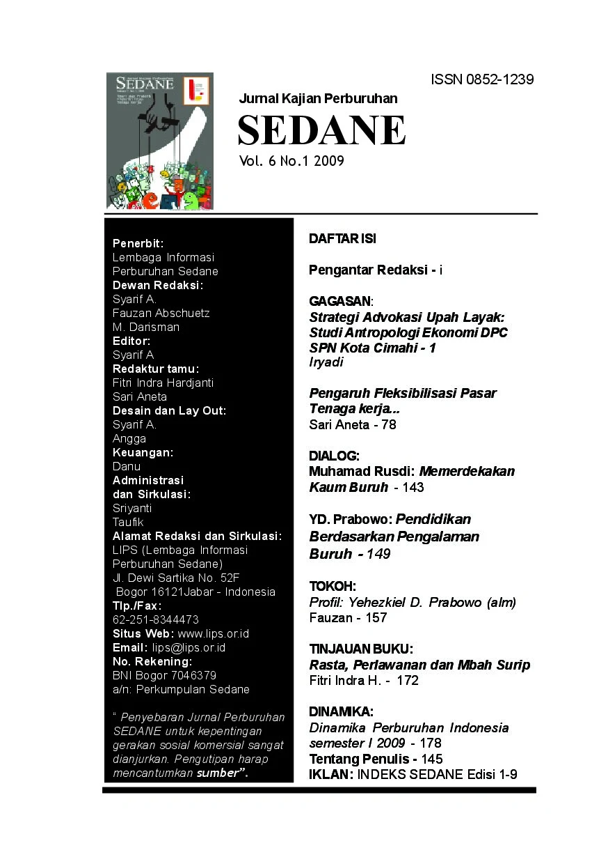 Jurnal Jurnal Kajian Perburuhan Sedane Vol 6 1 2009