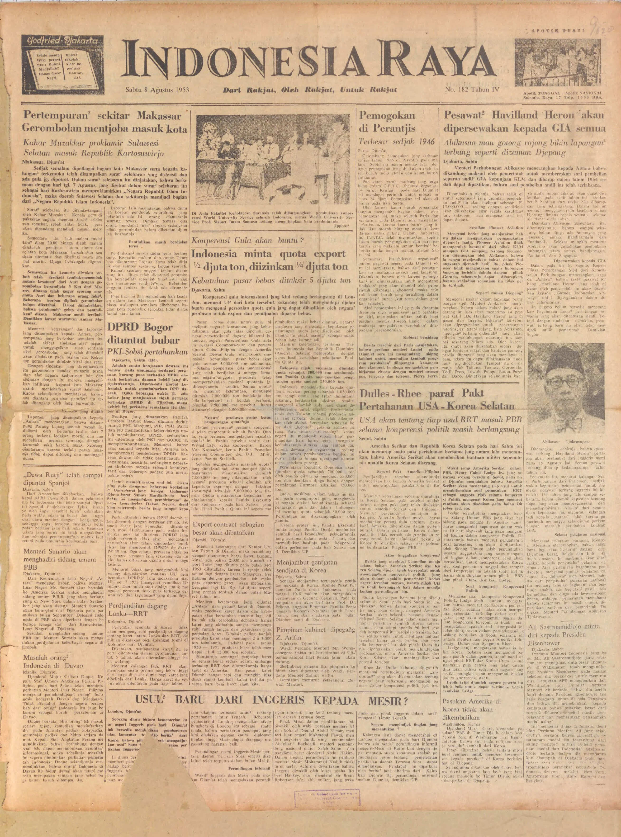 Indonesia Raya No 182 Tahun 04 1953 08 08 001