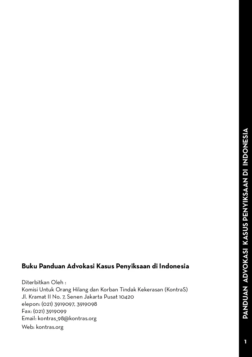 Buku Panduan Advokasi Kasus Penyiksaan di Indonesia