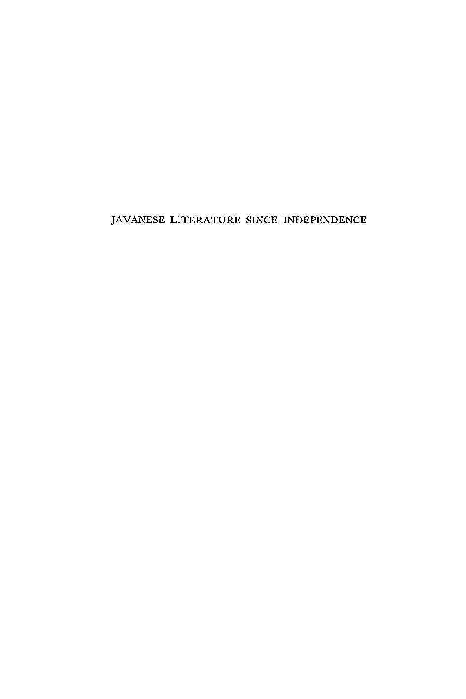 Javanese Literature since Independence
