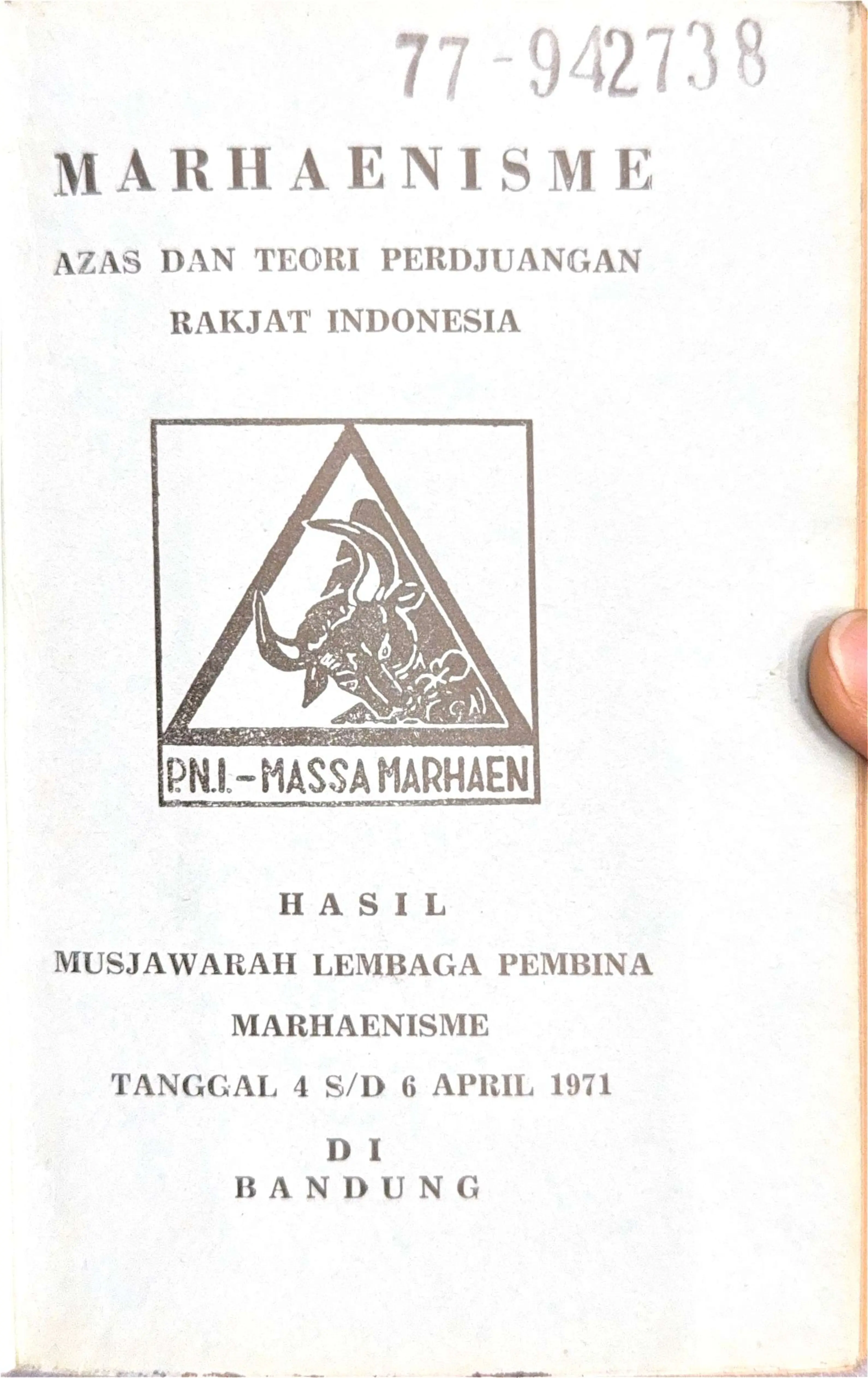 Marhaenisme Azas dan Teori Perdjuangan Rakjat Indonesia